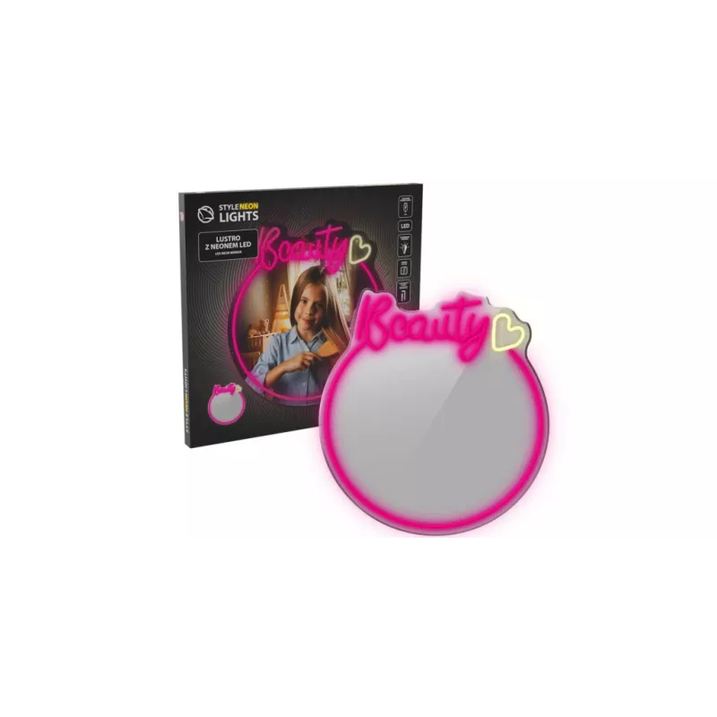 Luz de espelho LED Neon MANTA MASNL130PK Style Neon Lights BEAUTY, destaque rosa, iluminação decorativa de espelho