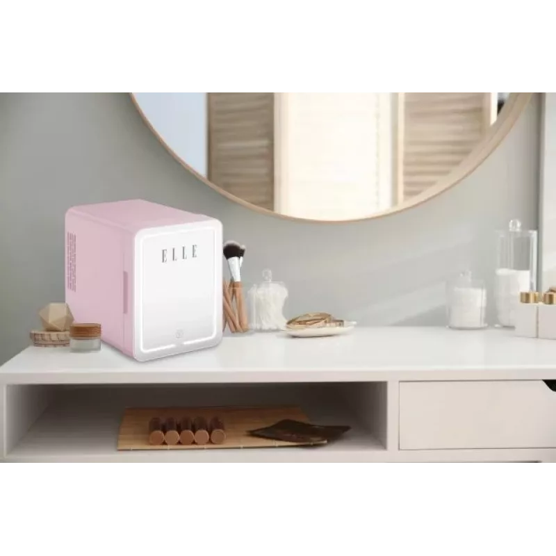 Mini-frigorífico com espelho de maquilhagem LED Elle ESDAFX04PUEU 4 L, roxo