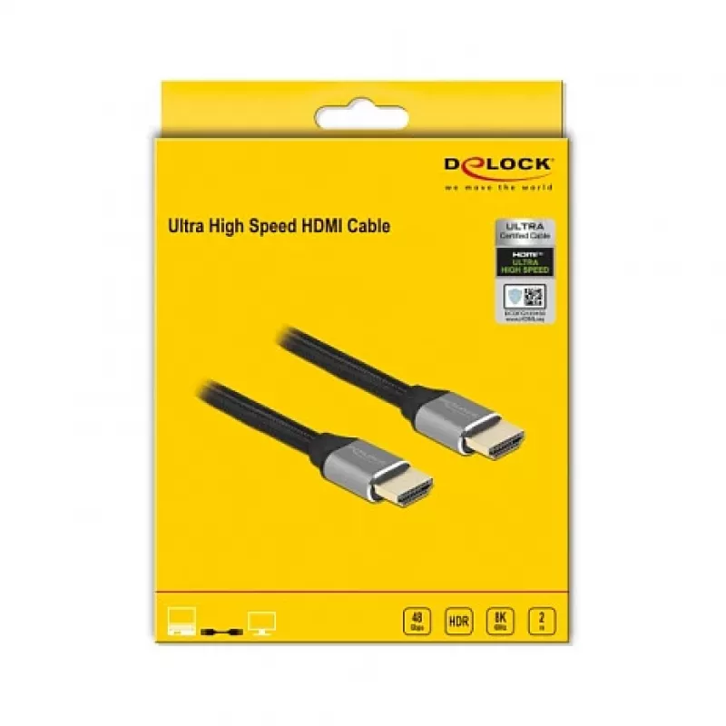 Cabo HDMI Ultra High Speed DELOCK 48 Gbit/s 8K 60Hz cinzento 2 m certificado