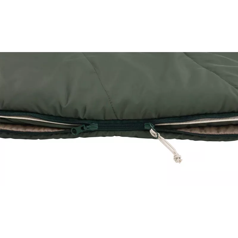 Saco de dormir semirretangular Outwell Caldera Lux — poliéster, 800 mm de largura, 2200 mm de comprimento, altura máxima do utilizador 190 cm, verde