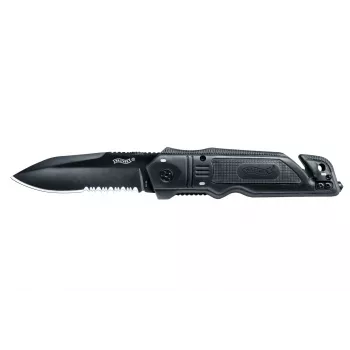Faca de combate/tática Walther 5.0728 — ponta de lança, lâmina de aço inoxidável 9,5 cm, comprimento total 22,3 cm, preto