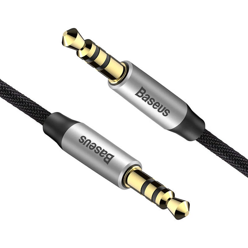 Cabo de áudio Baseus Yiven 3,5 mm jack macho M30 1,5 m prateado + preto