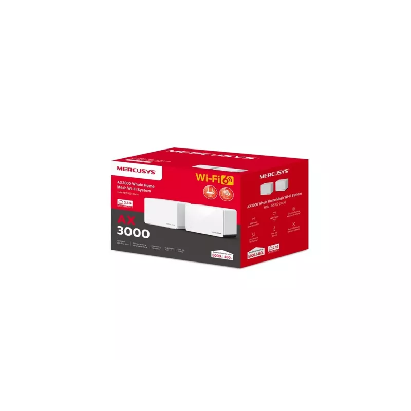 Router wireless MERCUSYS Halo H85X pack de 2 Dual-Band Wi‑Fi 6 até 3000 Mbit/s Sistema Mesh