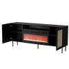 Cómoda JUTA EF + lareira elétrica 202x39.5x85 preto + linóleo calabria