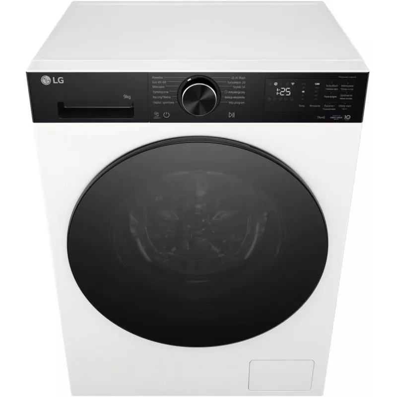 Máquina de lavar LG | F2X50S9THB | Classe de eficiência energética A | Carga frontal | Capacidade de lavagem 9 kg | 1200 rpm | Profundidade 48 cm | Largura 60 cm | LED | Função vapor | Acionamento direto | W
