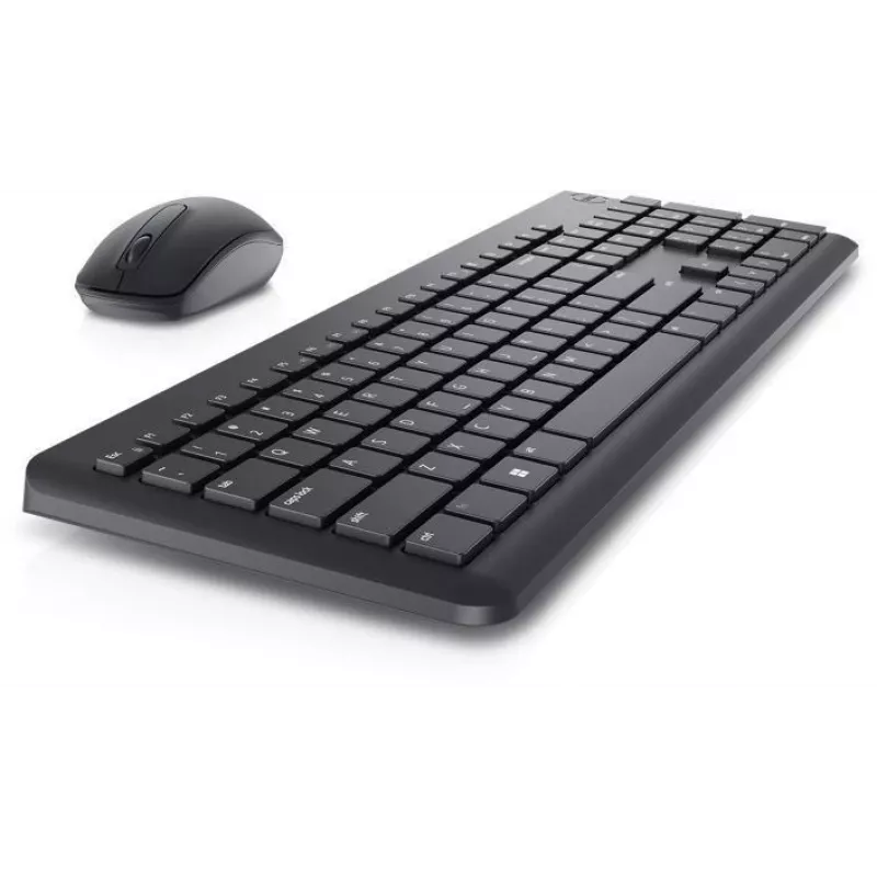 Conjunto teclado e rato sem fios Dell KM3322W preto — layout compacto, ligação sem fios, pilhas incluídas