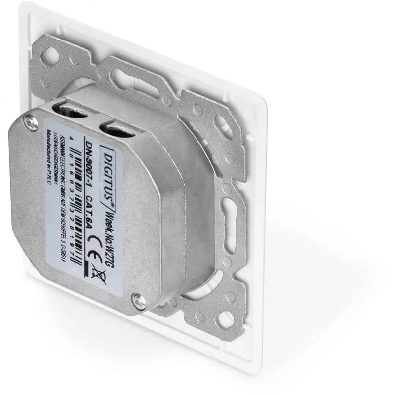 Tomada de rede Digitus DN-9007-1 CAT 6A Classe EA, 2x RJ45, blindada, de encastrar, branca