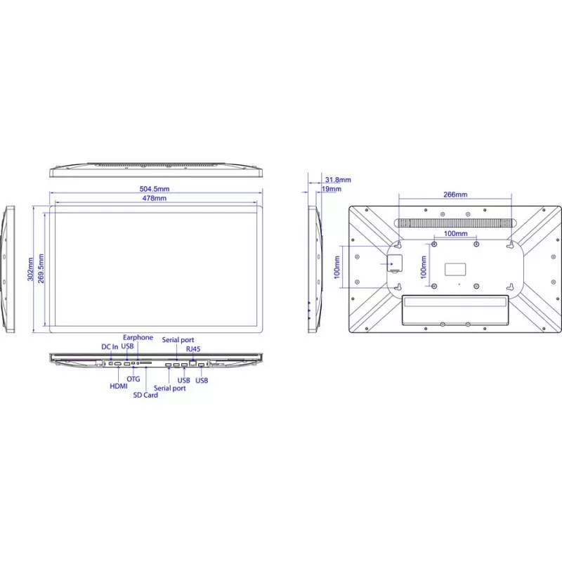 Monitor ALLNET ecrã tátil tablet PoE 21