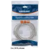 Cabo de rede patch Intellinet, Cat6, 1 m, cinzento, CCA, U/UTP, PVC, RJ45, contactos banhados a ouro, snagless, com proteção anti-dobra, garantia vitalícia