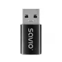 Adaptador de cabo de vídeo Savio AK-81 USB Type-C USB Type-A preto