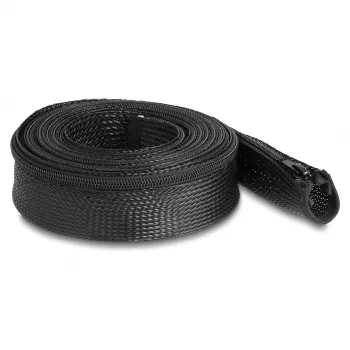 Manga de malha DeLOCK com fecho de correr resistente ao calor 5 m x 50 mm preto