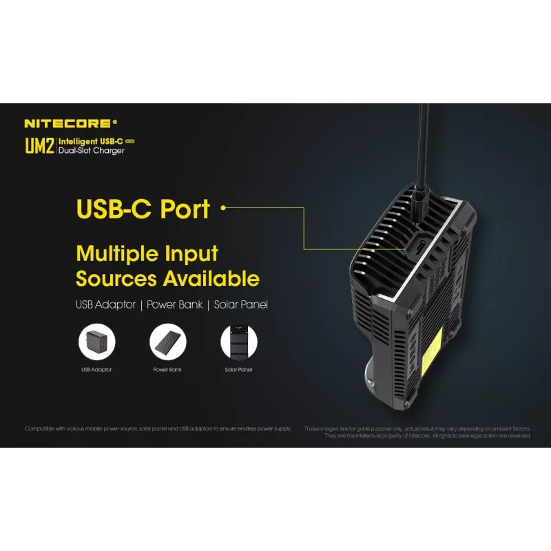 Carregador de pilhas Nitecore UM2 pilha doméstica DC iões de lítio níquel-cádmio