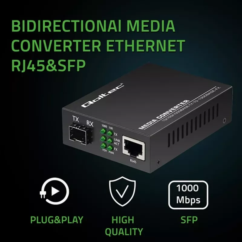 Conversor de media SWITCH Ethernet 1x RJ45 1x SFP