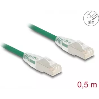 Cabo de rede DeLOCK RJ45 Cat.6A macho para macho 0,5 m verde