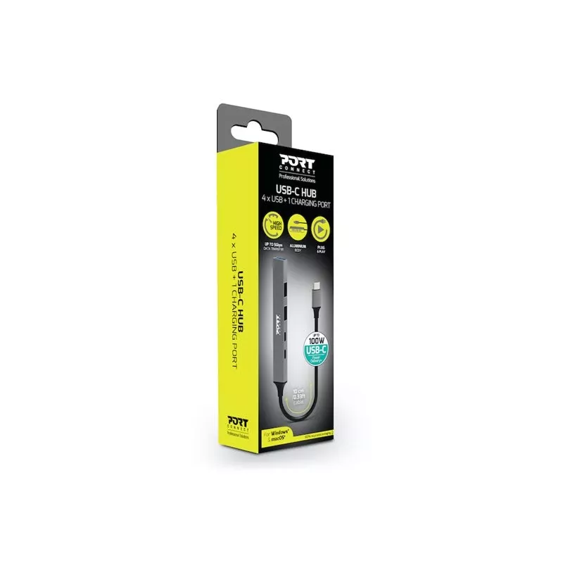 Hub USB Port Designs 900163 Type-C 5000 Mbit/s prateado