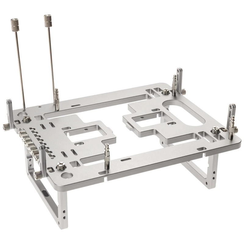 Caixa de bancada Mini Streacom BC1 Mini V2 prateado — estrutura compacta de open-frame
