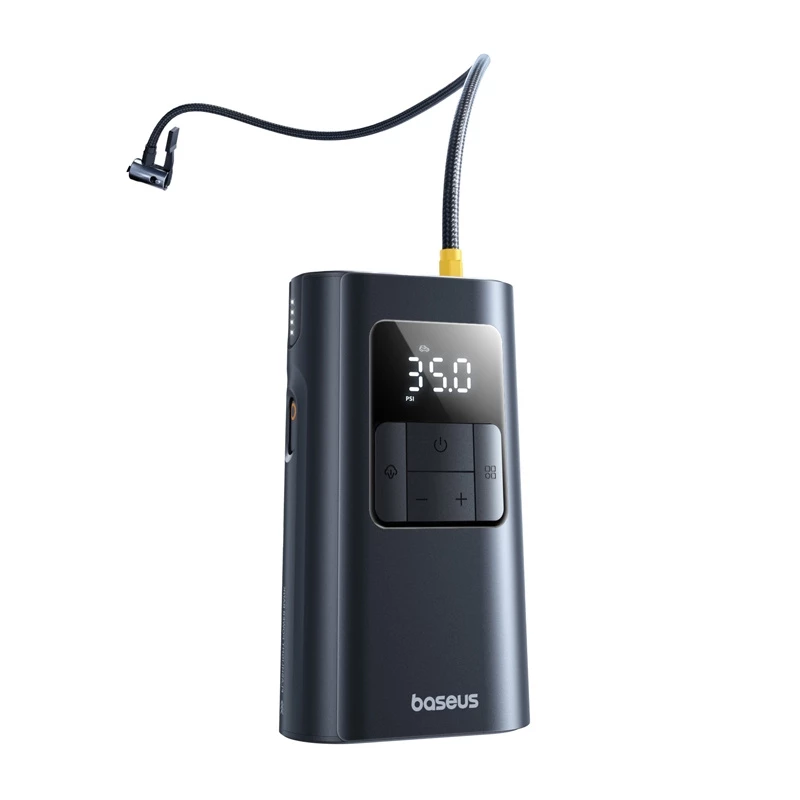 Baseus PrimeTrip VA1 compressor de pneus portátil, 75 W, 2 em 1 com lanterna e power bank de 6000 mAh, preto