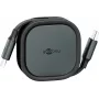 Cabo USB-C retrátil goobay Wentronic preto/prateado 15W em caixa robusta – cabo – digital/dados (77424)