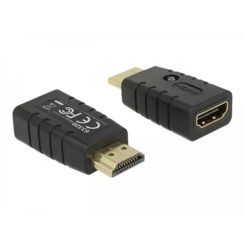 Adaptador HDMI (macho) > HDMI (fêmea), emulador EDID (preto)