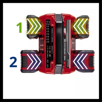 EINHELL Power X-Quattrocharger 4A - Carregador universal Power X-Change para 4 baterias (indicador de estado LED | carregamento em paralelo | carregamento rápido | gestão de carga | Re