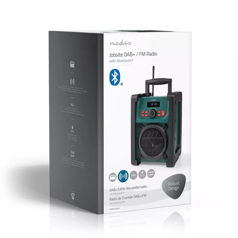 Rádio Nedis RDDB3100GN 15W Bluetooth IP65 Preto/Verde
