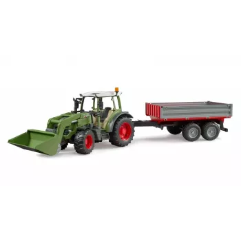 Trator de brincar BRUDER Fendt Vario 211 com carregador frontal e atrelado lateral
