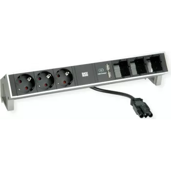 Desk2 3Schuko 3ABD Carregador USB Aço inoxidável (902.449)