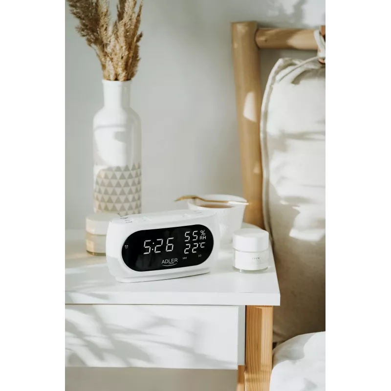 Adler AD 1186W despertador digital preto, branco