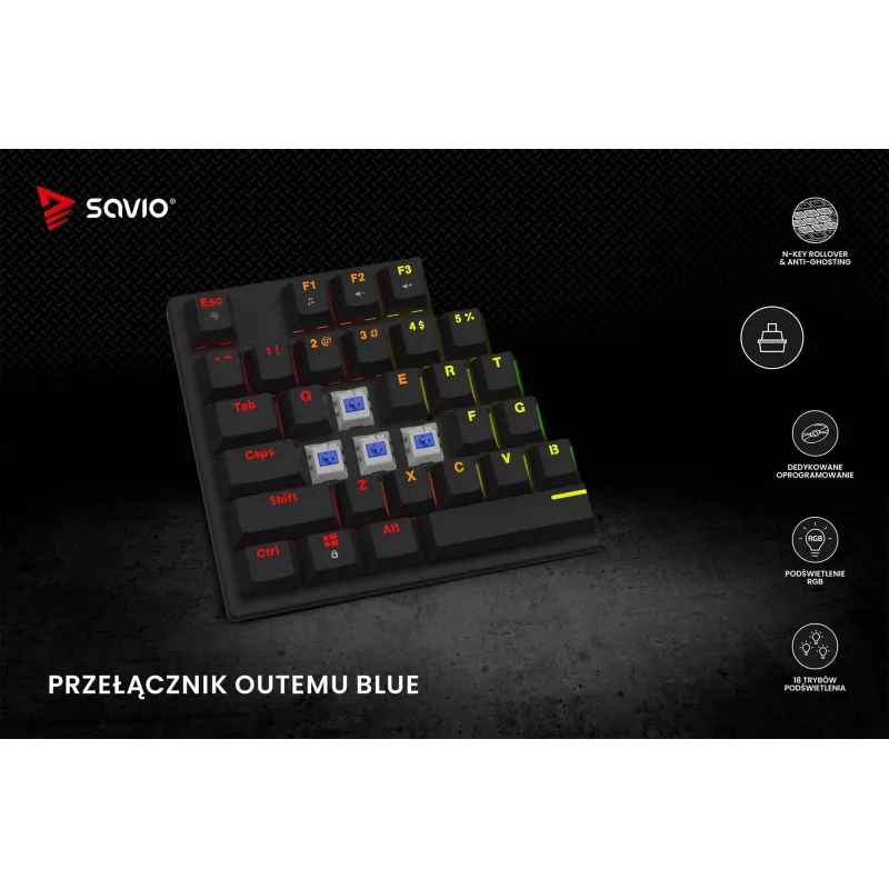 Teclado mecânico RGB Tempest X2 Outemu Blue Savio Savgk-tempest X2 Bl