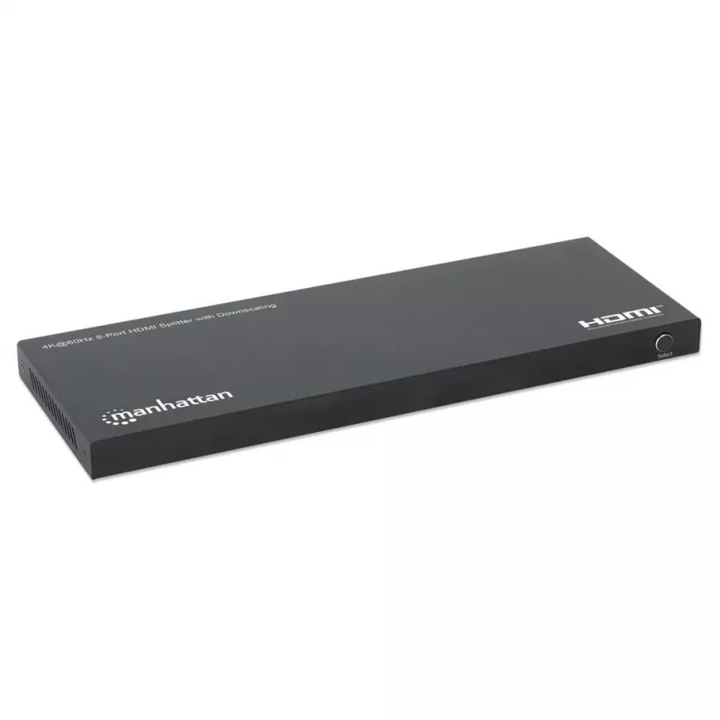 Splitter HDMI Manhattan 4K@60Hz 8 portas com downscaling, distribui um sinal de entrada HDMI para oito saídas HDMI (1x8), 18G, interruptor EDID para downscaling, preto