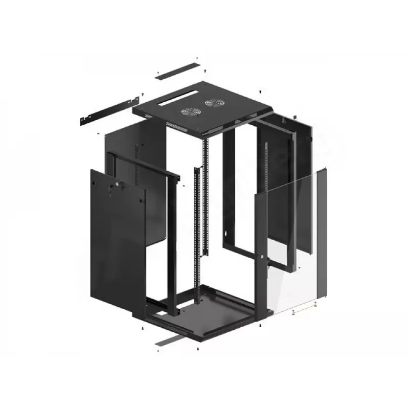 Armário rack de parede LANBERG WF01-6618-10B, 18U, 600×600×907 mm, preto, 60 kg
