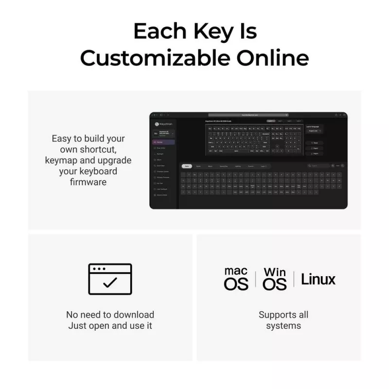 Teclado mecânico Full-Size Keychron V6 Ultra 8K — QWERTY, Bluetooth, RGB, preto