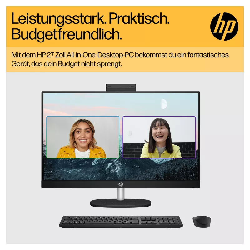 HP 27-cr0471ng - All-in-One (solução completa) - Ryzen 7 7730U - RAM 16 GB - SSD 512 GB - NVMe - Radeon Graphics - 1GbE, Wi-Fi 6, Bluetooth - WLAN: 802.11a/b/g/n/ac/ax, Bluetooth