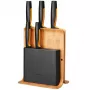 Bloco de facas com ranhuras Fiskars 1057552 — bloco de facas retangular em madeira com 5 ranhuras, aço inoxidável, comprimento máx. da faca 21,3 cm