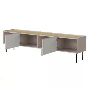 Móvel TV Cama Meble FELLINI 200x40x52 cm, estrutura cashmere, tampo de carvalho oleado