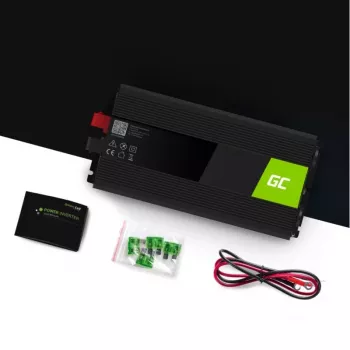 Inversor Grün Cell INV15 3000W DC 12V para AC 230V, porta USB, refrigeração ativa, preto
