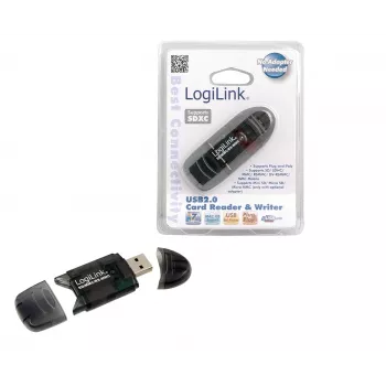 Leitor de cartões LOGILINK CR0007 USB 2.0 para SD/MMC, preto, até 480 Mbit/s