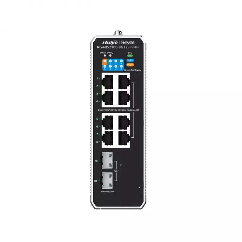 Ruijie Networks RG-NIS2100 gerido L2 Gigabit Ethernet (10/100/1000) Power over Ethernet (PoE) preto, aço inoxidável