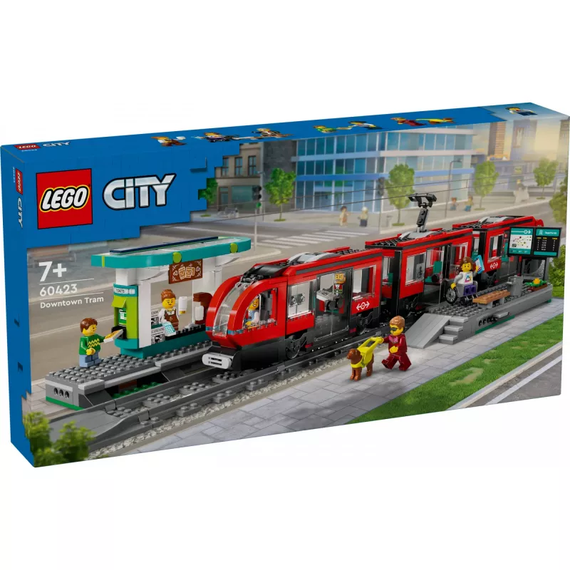 LEGO City Elétrico e Estação Conjunto de construção de roleplay para crianças com elétrico de brinquedo, presente para meninos e meninas a partir dos 7 anos que adoram veículos