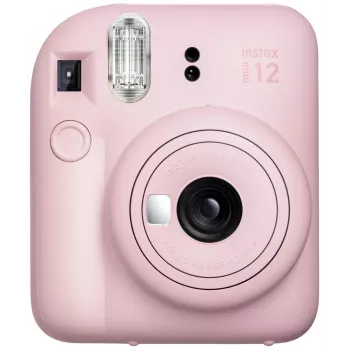 Máquina fotográfica instantânea Fujifilm Instax Mini 12 rosa — imagem 86×54 mm, filme 62×46 mm, distância focal 60 mm