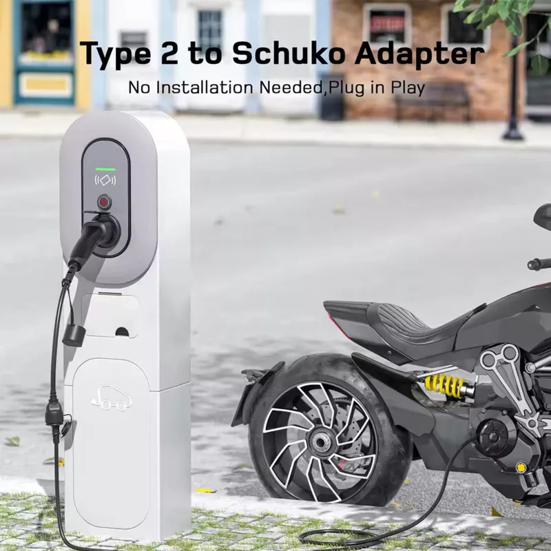 AKYGA AK-SC-E28 Cabo adaptador Type-2 para Schuko para carregadores de VE 16A 0,3m preto