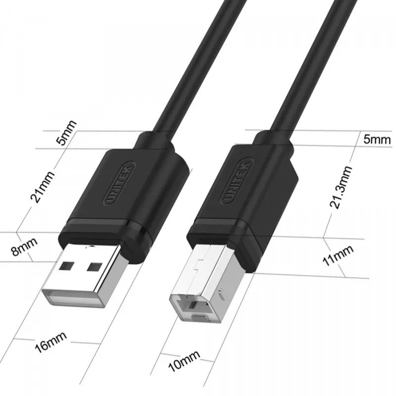 Cabo USB 2.0 Unitek Y-C420GBK, USB-A para USB-B, 3 m, preto