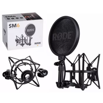Suporte antivibração RODE SM6 com filtro pop, preto