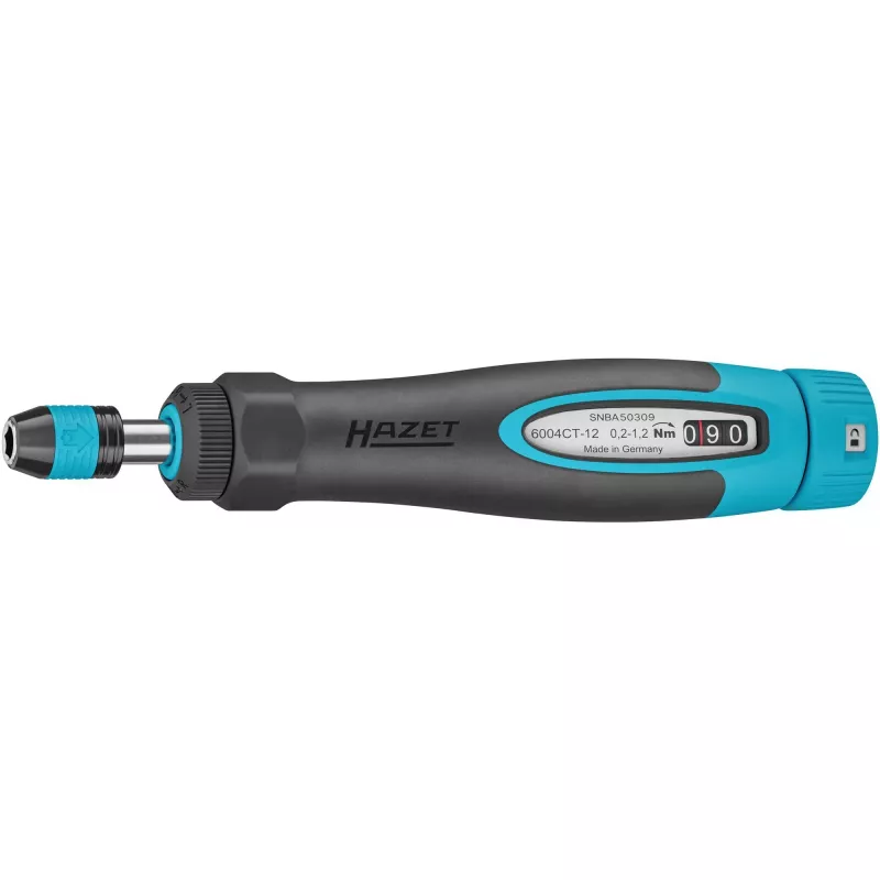 Chave de fendas dinamométrica 6004CT-12 (preto/azul, 0,2 - 1,2 Nm, porta-pontas de 1/4, cabo redondo)