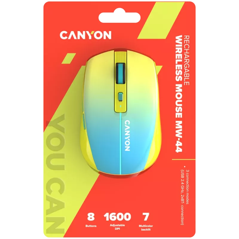 Rato CANYON MW-44 Wireless Charge Amarelo Azul