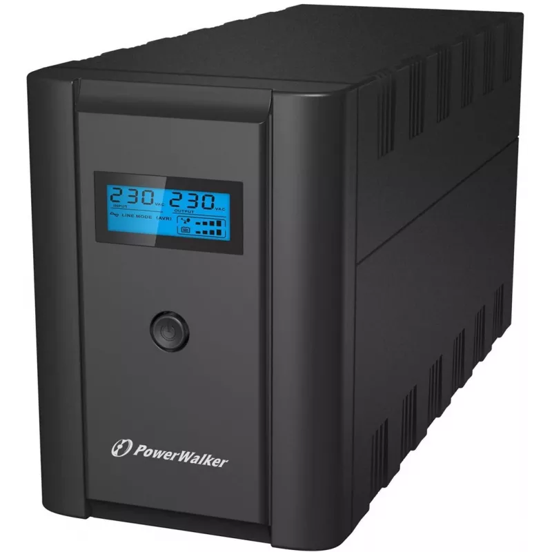 PowerWalker VI 1200 SHL UPS line-interactive 1200 VA (1,2 kVA), 600 W, 4 tomadas (2x Schuko, 2x IEC C13), USB, LCD, preto