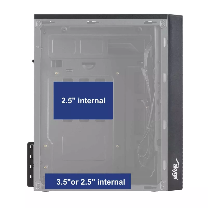 Caixa de PC Micro-ATX Akyga AK36BK, Micro ATX / Flex ATX / Mini ITX, USB 3.0 + USB 2.0, sem fonte de alimentação, preto