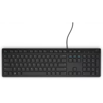 Teclado com fio de tamanho completo Dell KB216 — layout QWERTY nórdico, preto, USB
