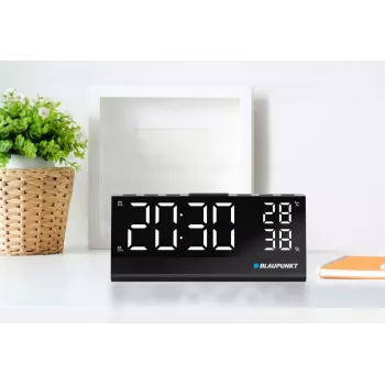 Rádio-despertador CR10ALU FM PLL com sensor de temperatura e humidade integrado