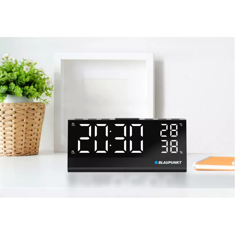 Rádio-despertador CR10ALU FM PLL com sensor de temperatura e humidade integrado